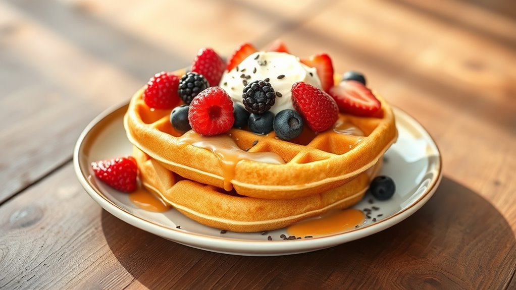 serve waffles with toppings