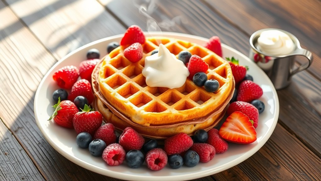 serve waffles with toppings