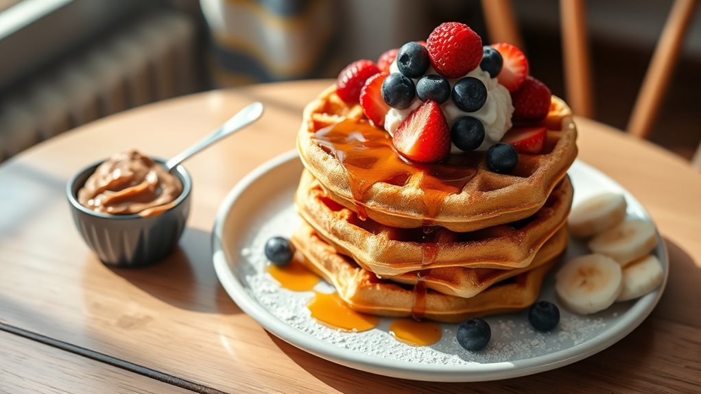 serve waffles with toppings
