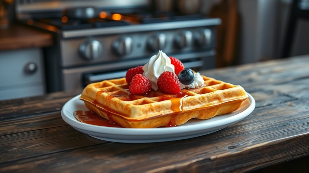 serve waffles with toppings