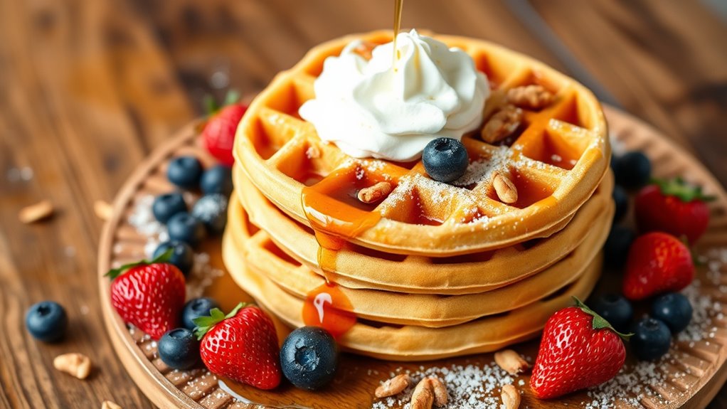 serve waffles with toppings