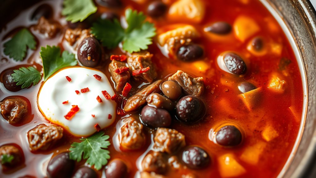 spicy beef bean soup
