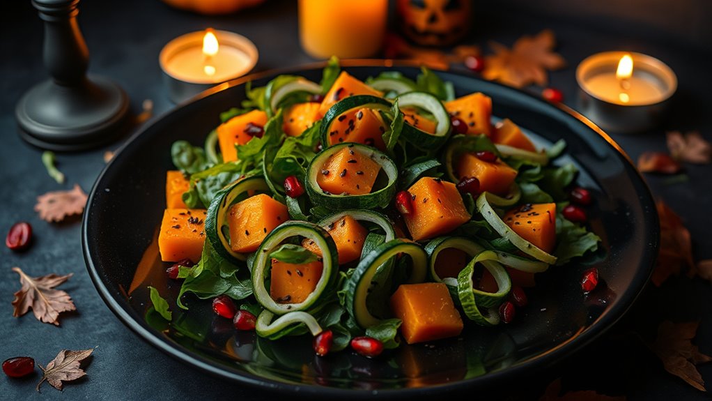 spooky vibrant salad presentation