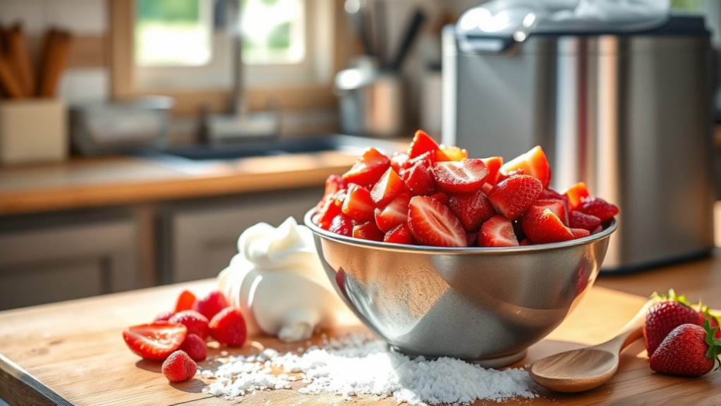 strawberry ice cream preparation