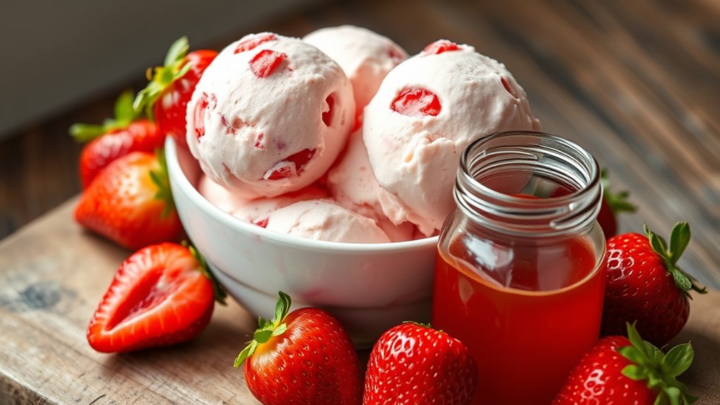 strawberry ice cream preparation