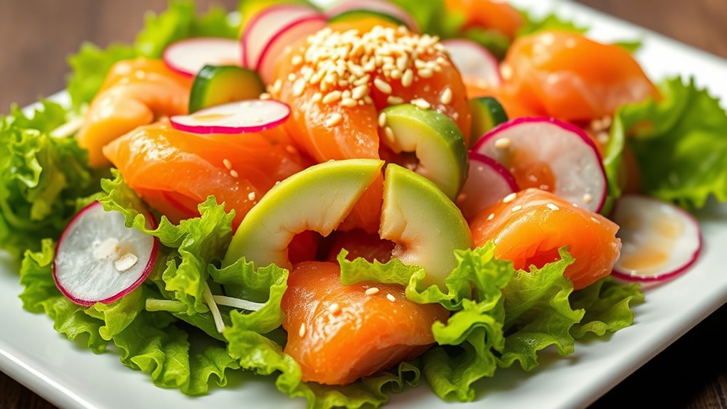 sushi salad ingredient assembly