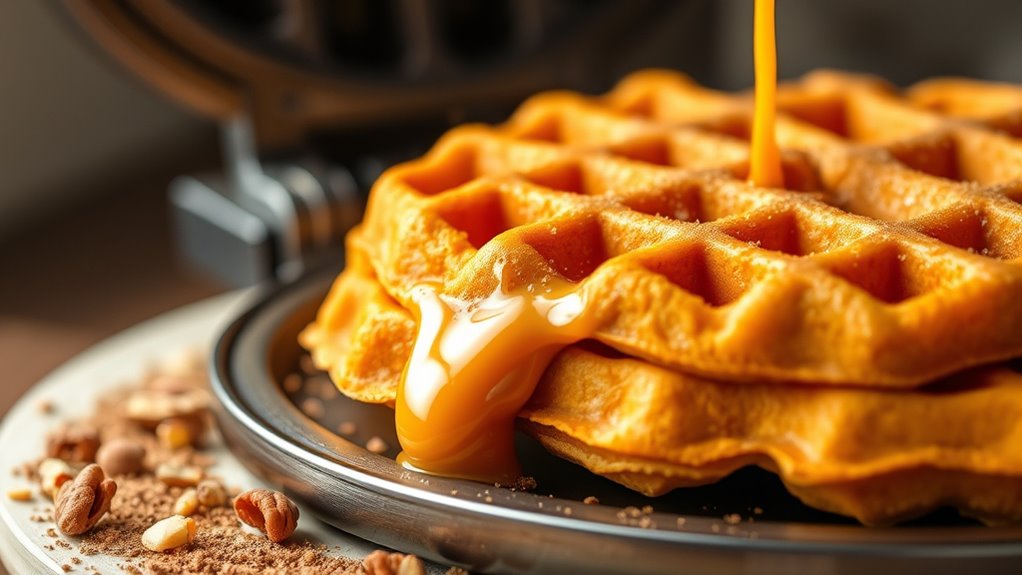sweet potato waffle cooking