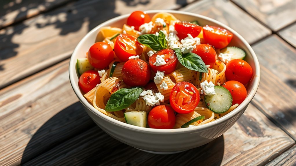 thoughtful pasta salad preparation