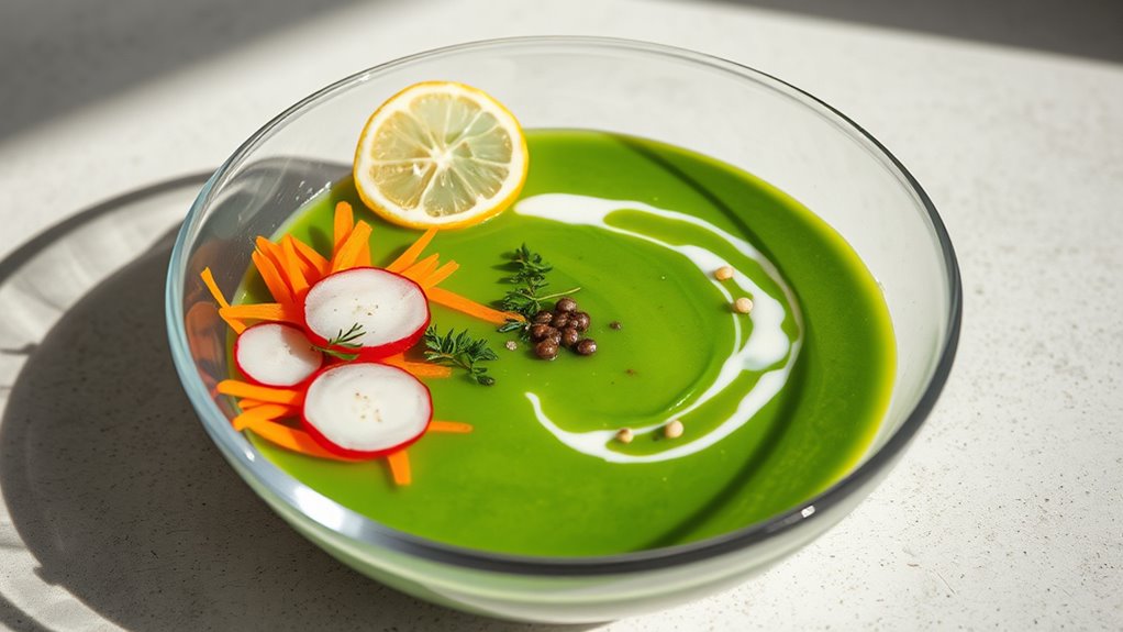 thoughtful raw soup presentation