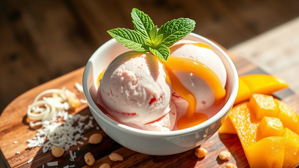 tropical guava ice cream presentation