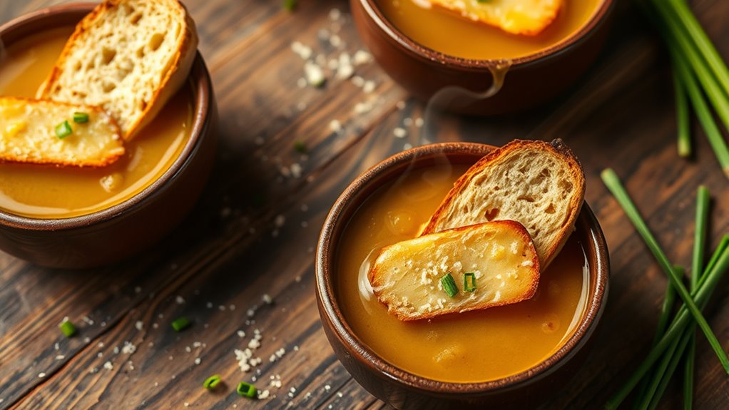 velvet onion soup presentation