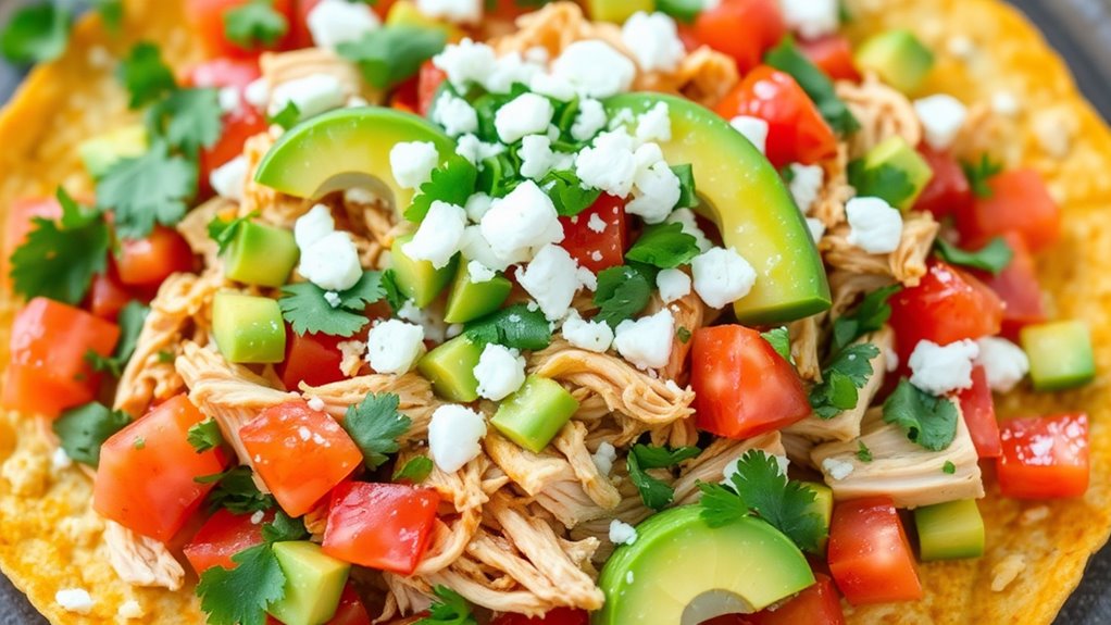 vibrant chicken tostada salad