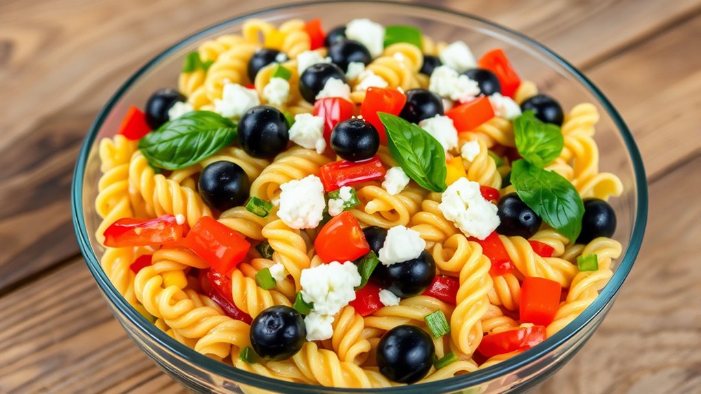 vibrant pasta salad presentation
