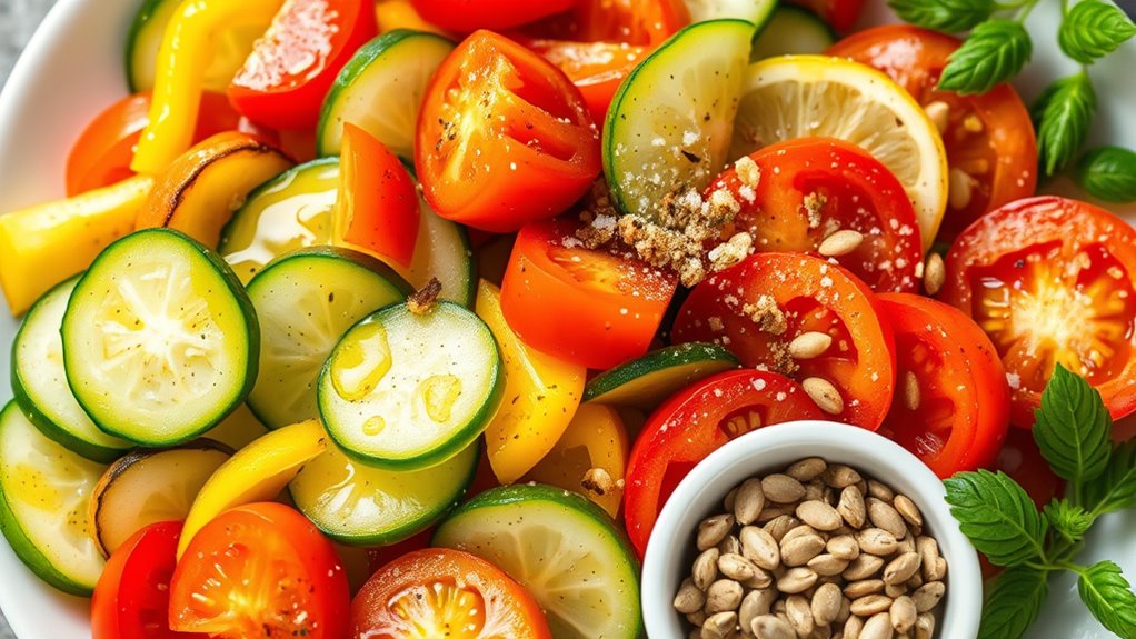 vibrant vegetable salad preparation