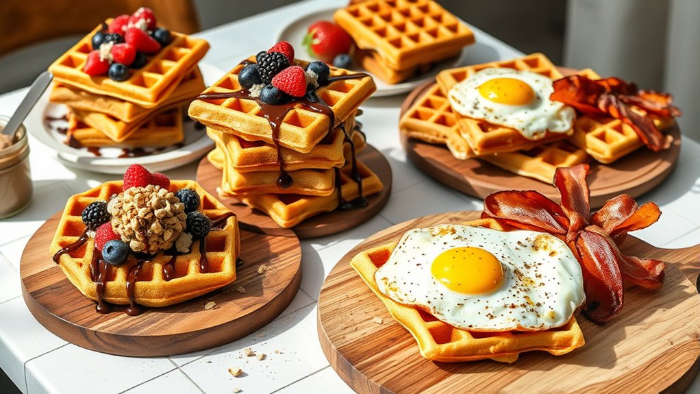 waffle presentation and serving