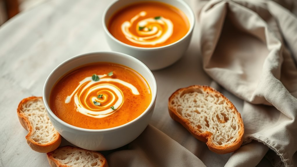 warm soup thoughtful presentation