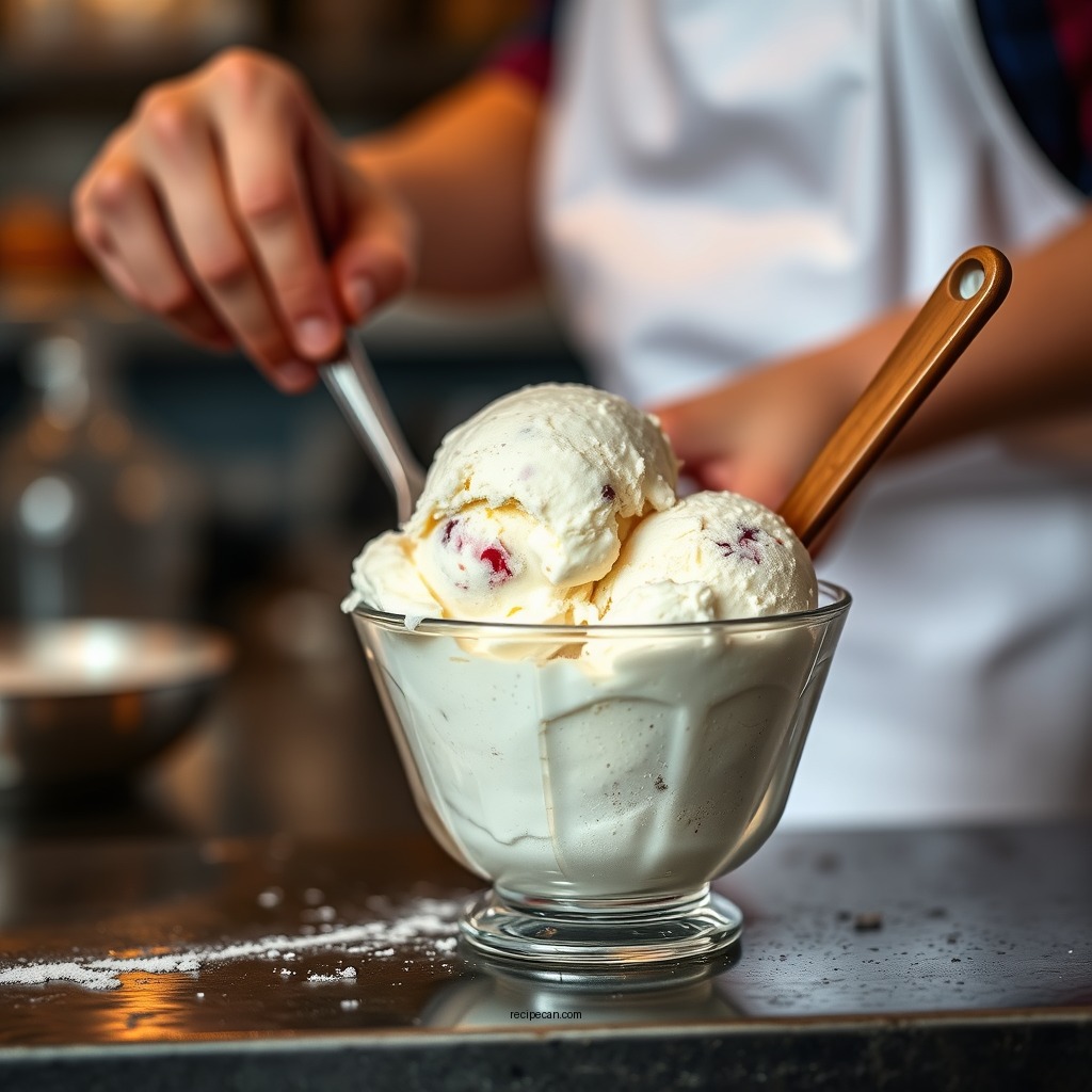Churning the Ice Cream - 6 quart homemade ice cream recipe