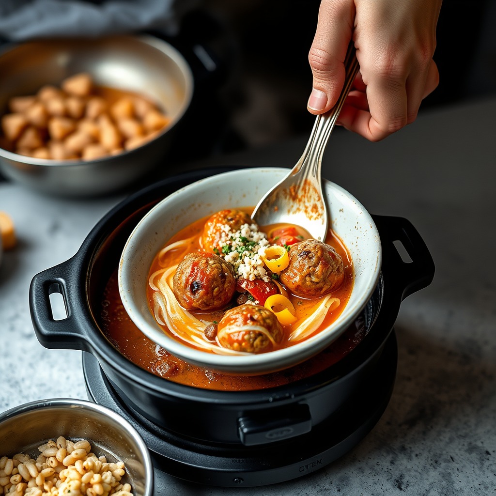 Preparing the Meatballs - albondigas soup recipe slow cooker