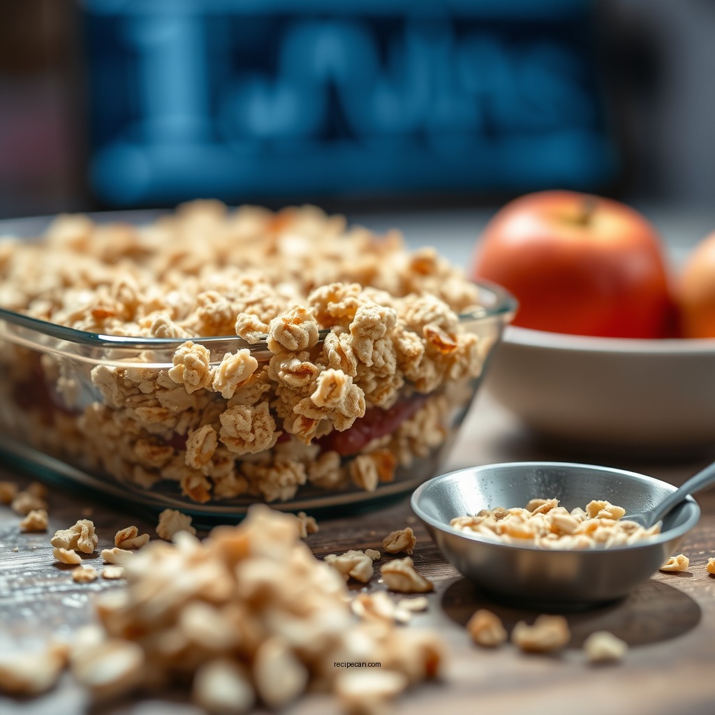 Making the Oat Crumble - apple and oat crumble recipe
