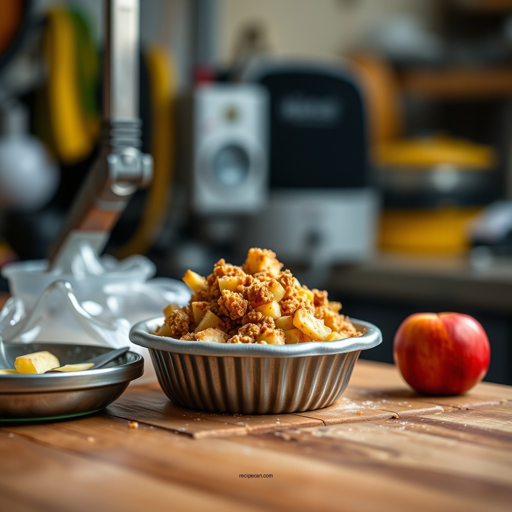 Making the Apple Filling - apple crisp pie recipe