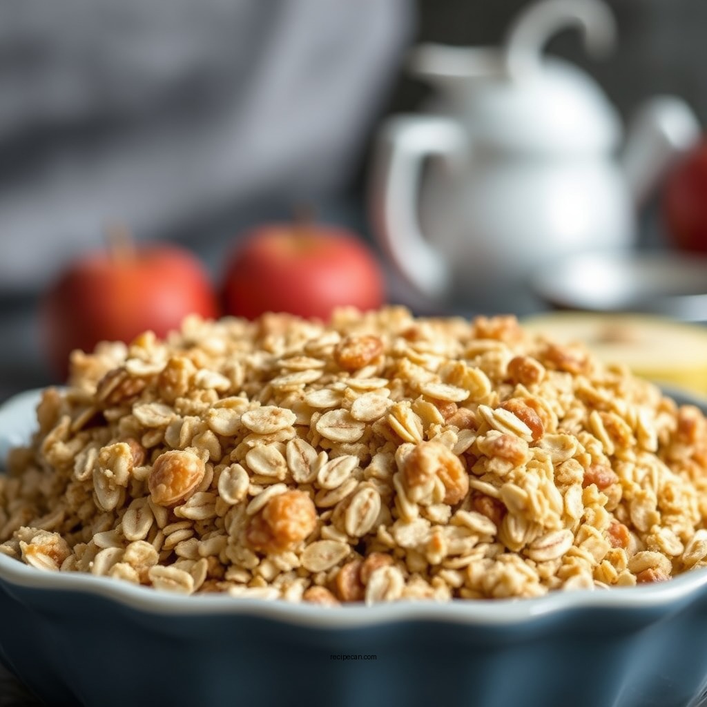 Making the Oat Topping - apple crisp recipe with oats and melted butter