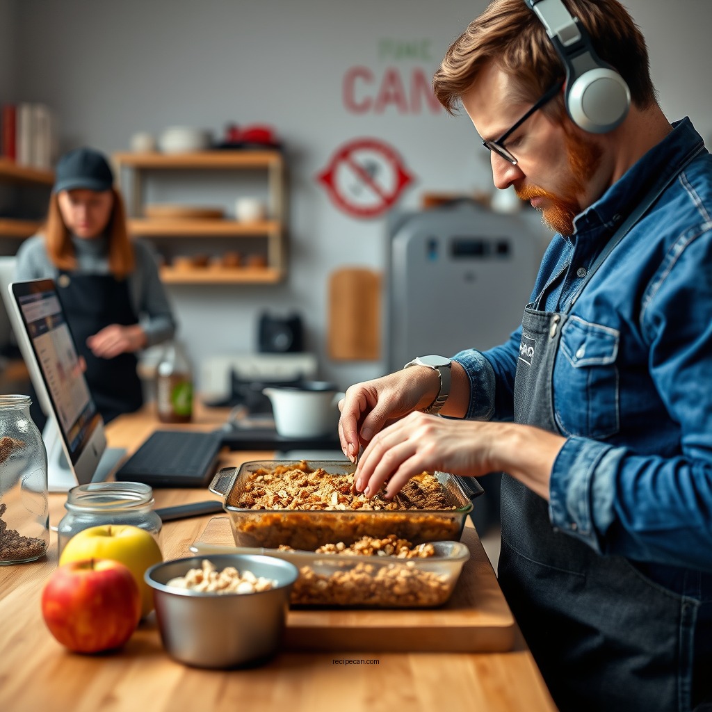 Preparing the Apple Filling - apple crisp recipe with oats and melted butter