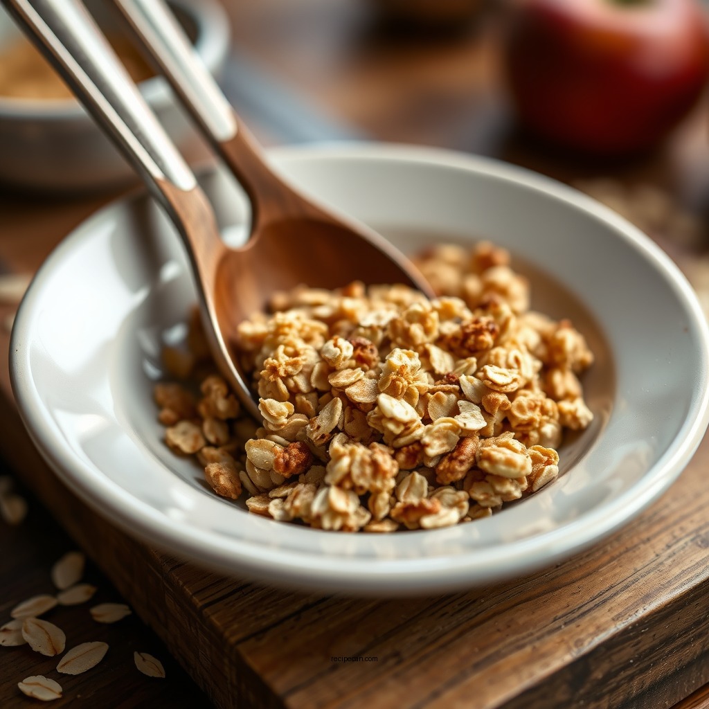 Making the Oat Topping - apple crisp recipe with oats