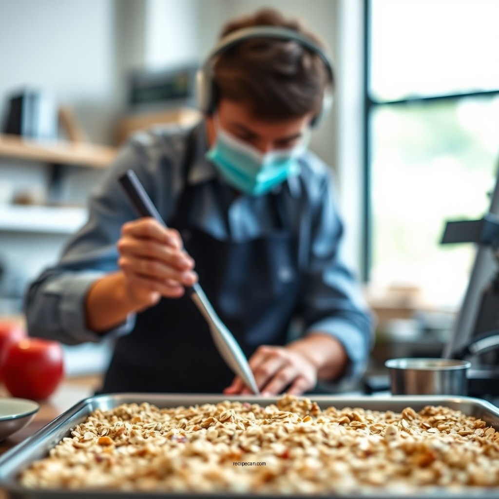 Making the Oat Topping - apple crisp with oats recipe