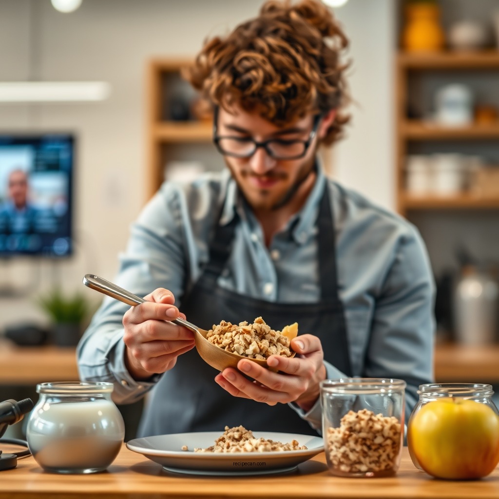 Preparing the Apple Filling - apple crumble recipe oats
