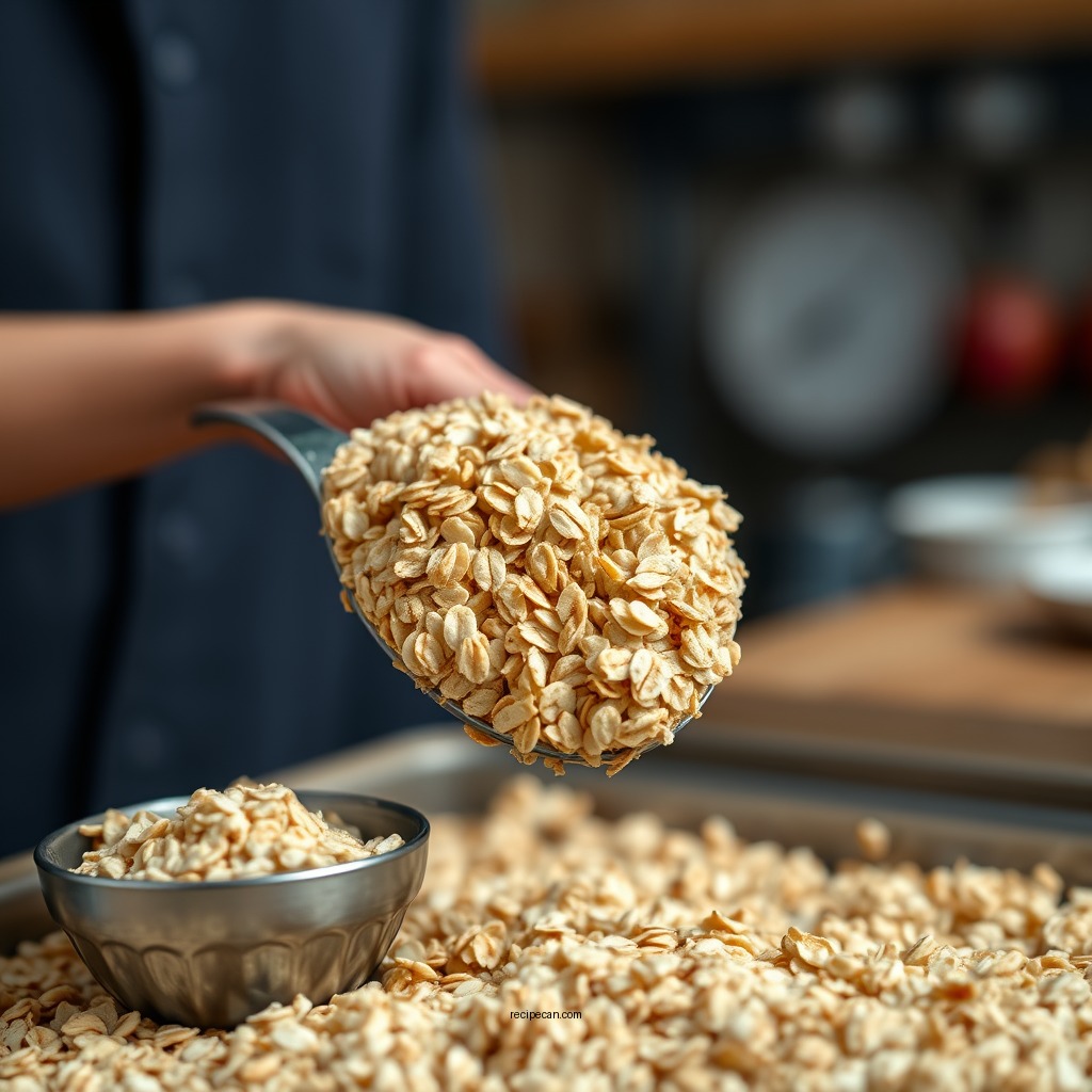 Making the Oat Topping - apple crumble recipe using oats