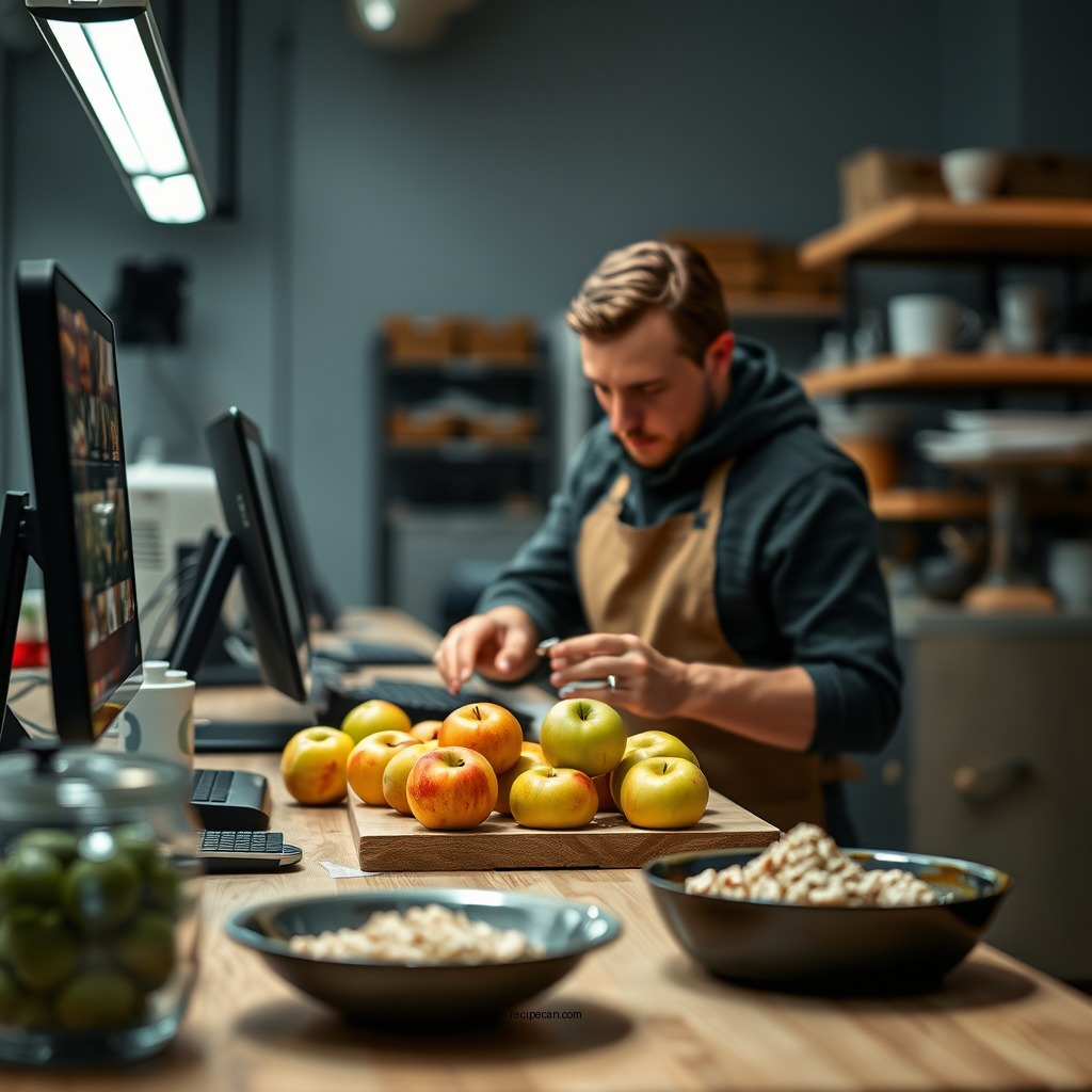 Preparing the Apples - apple crumble recipe using oats