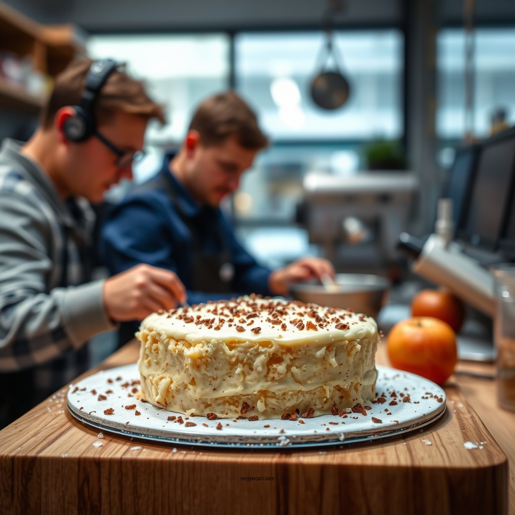 Making the Cake Batter - apple pudding cake recipe