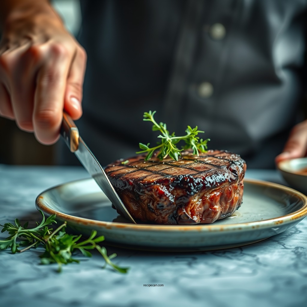 Preparing the Steak - arugula steak salad recipe