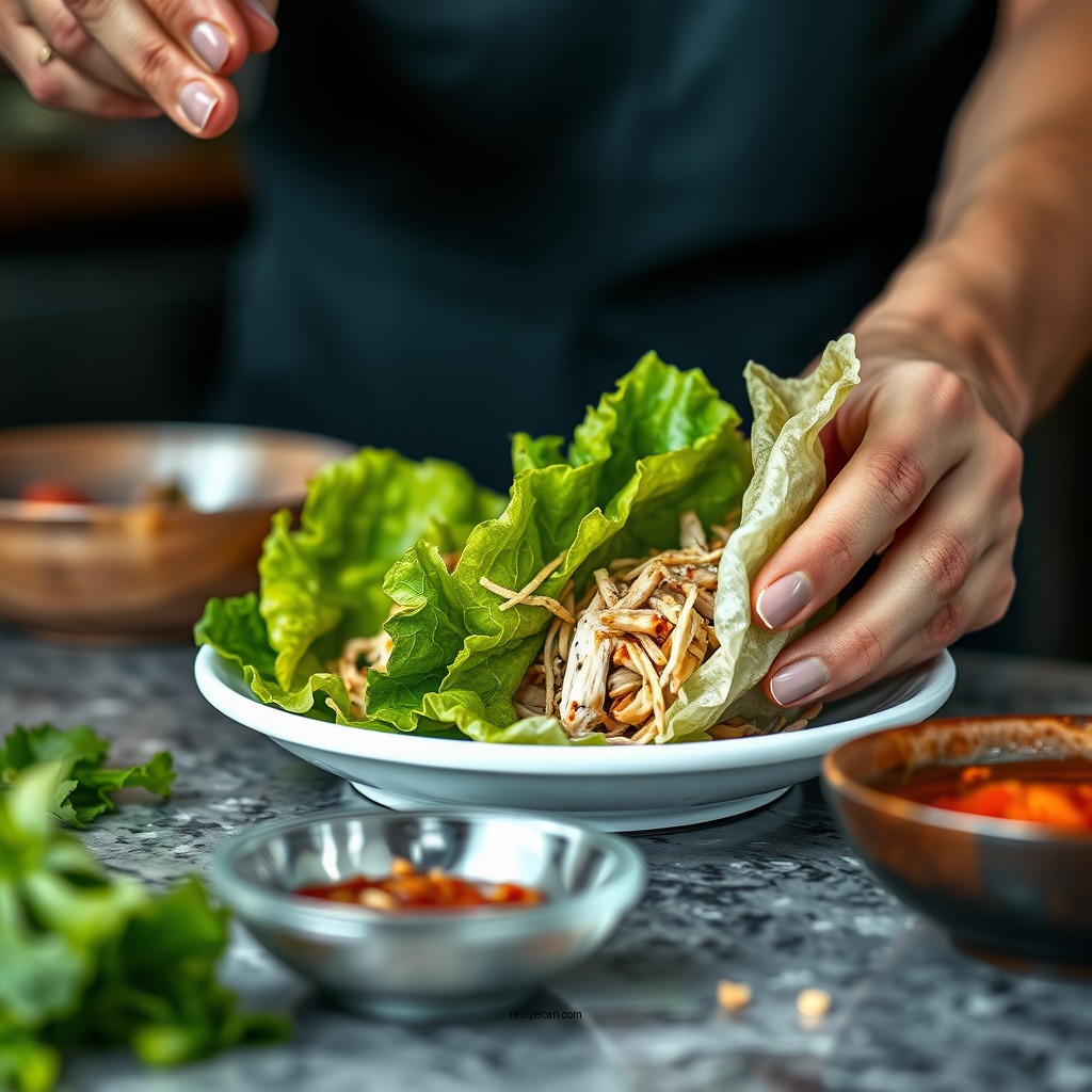 Preparing the Chicken Filling - asian chicken lettuce wrap recipe