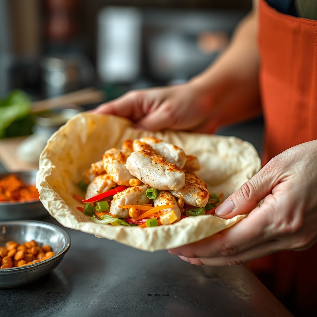 Preparing the Chicken - asian chicken wrap recipe