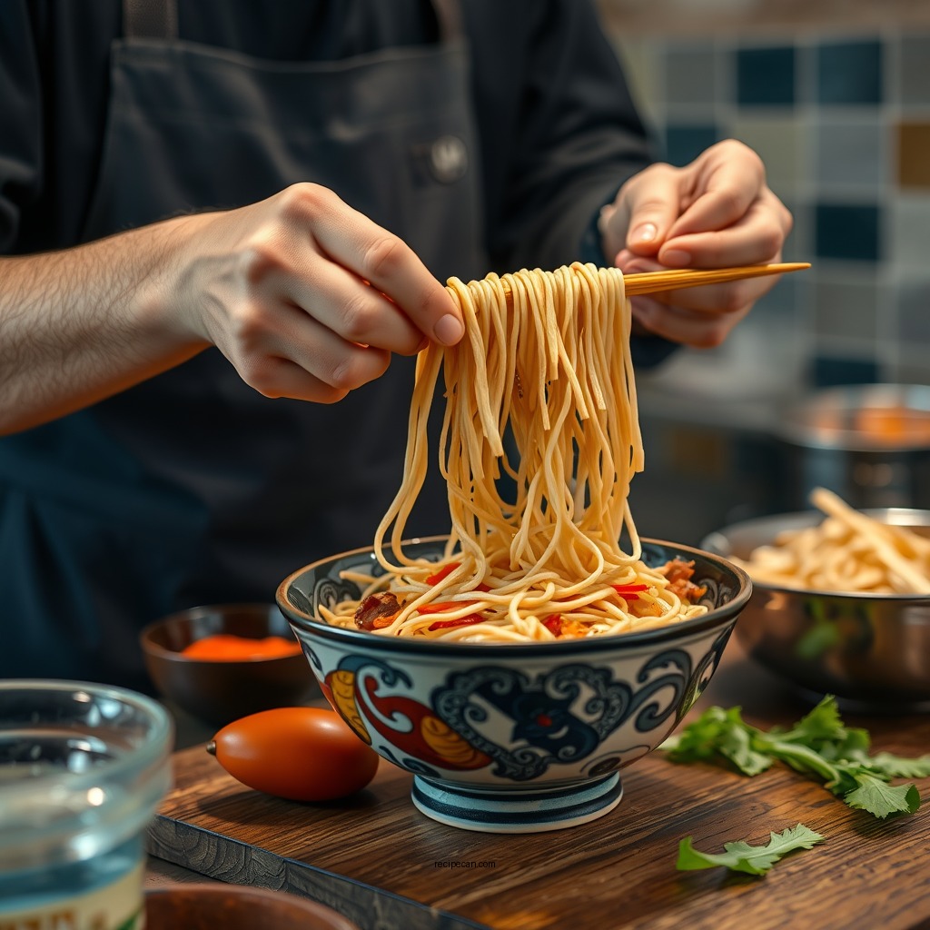 Preparing the Ramen Noodles - asian coleslaw recipe with ramen