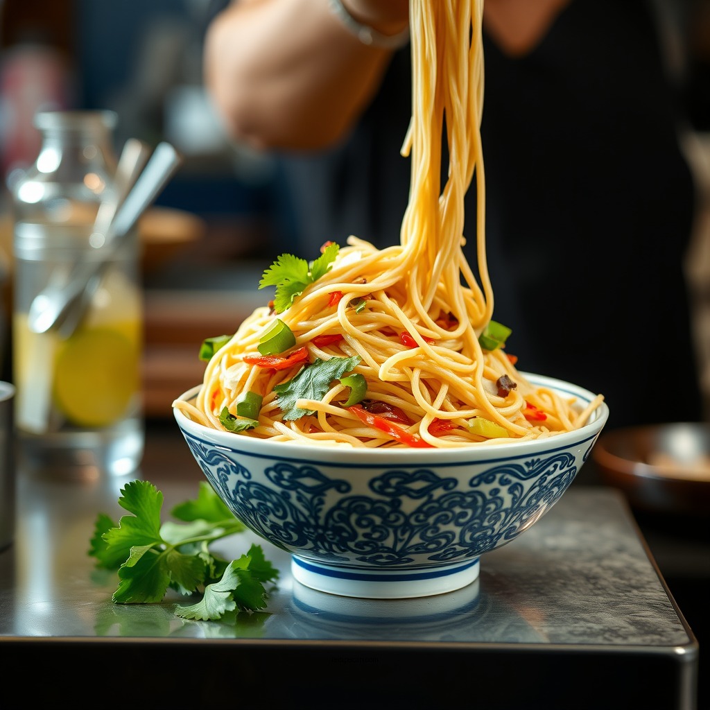 Preparing the Ramen Noodles - asian coleslaw with ramen noodles recipe