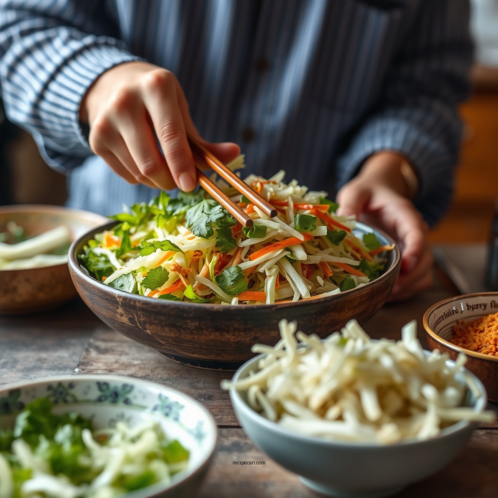 Preparing the Vegetables - asian ramen coleslaw recipe