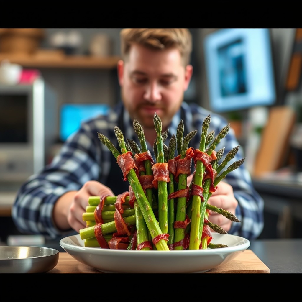 Preparing the Asparagus - bacon wrapped asparagus recipe