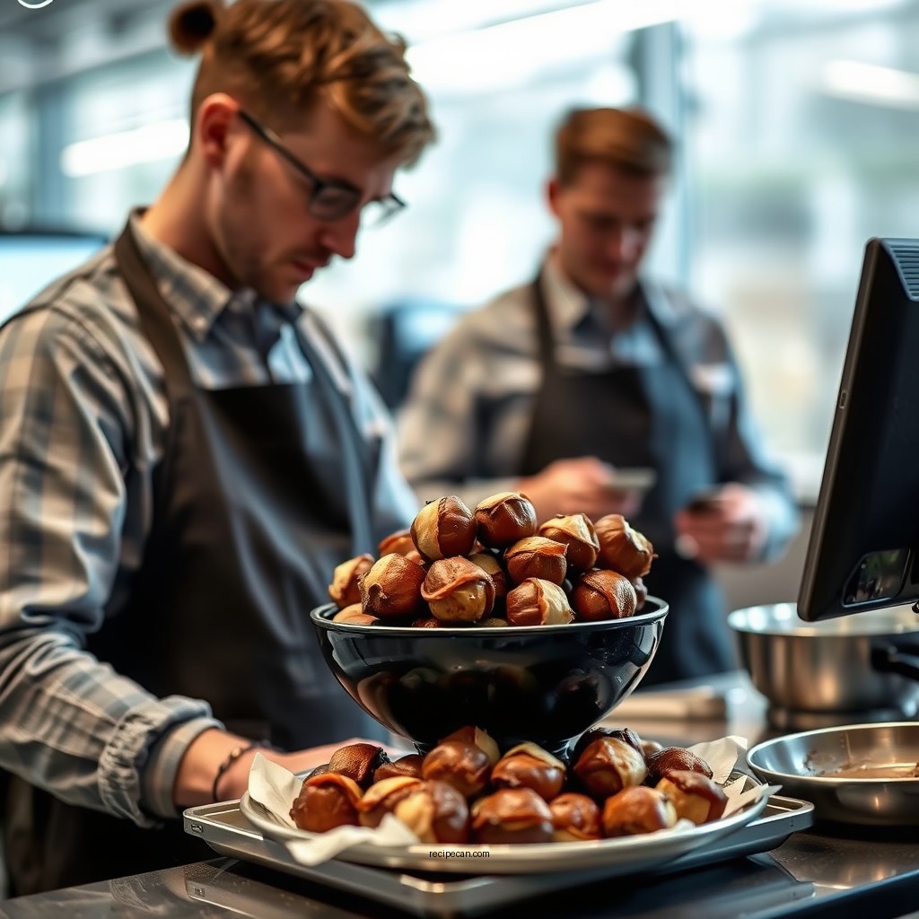 Preparing the Chestnuts - bacon wrapped chestnuts recipe