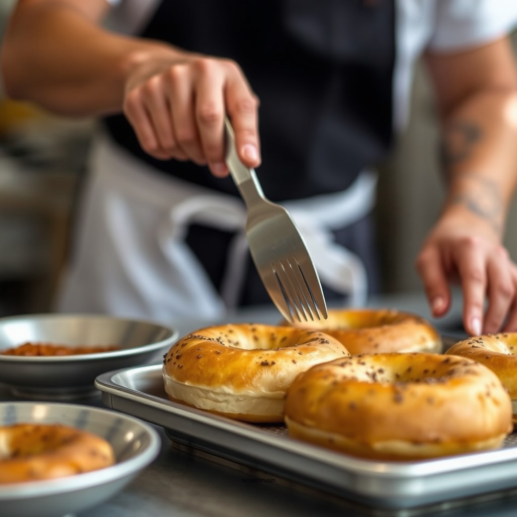 Preparing the Bagels - bagel bread pudding recipe