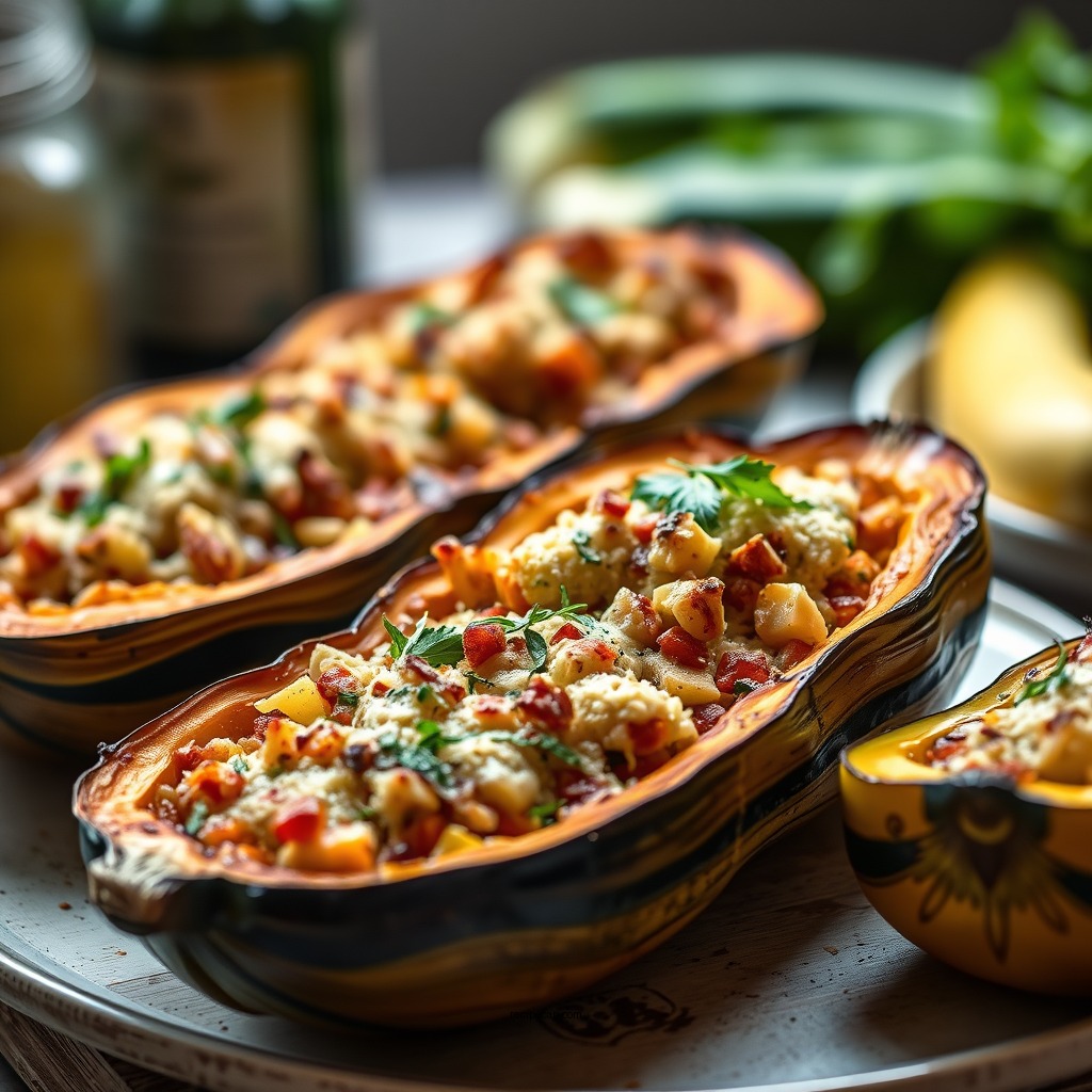 Savory Stuffed Squash - baked squash and zucchini recipes