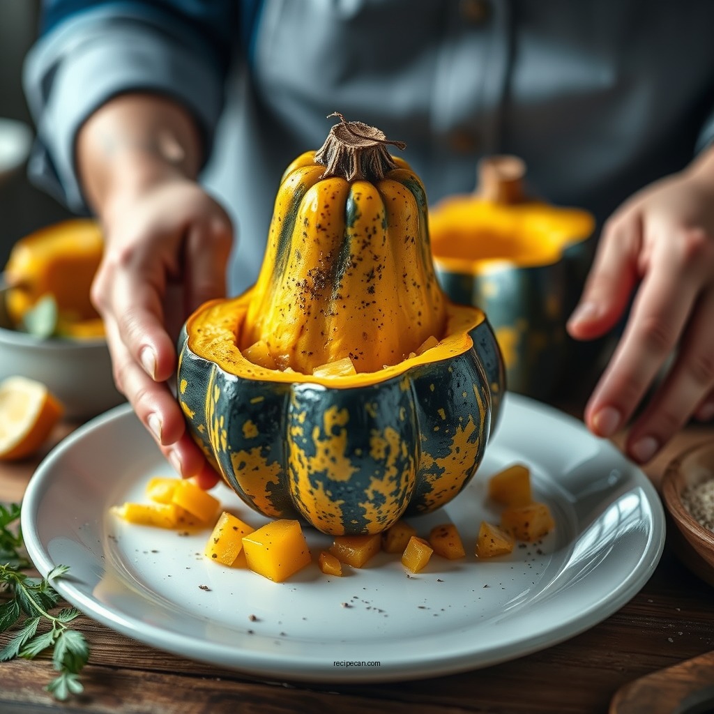 Preparing the Squash - baked squash recipe