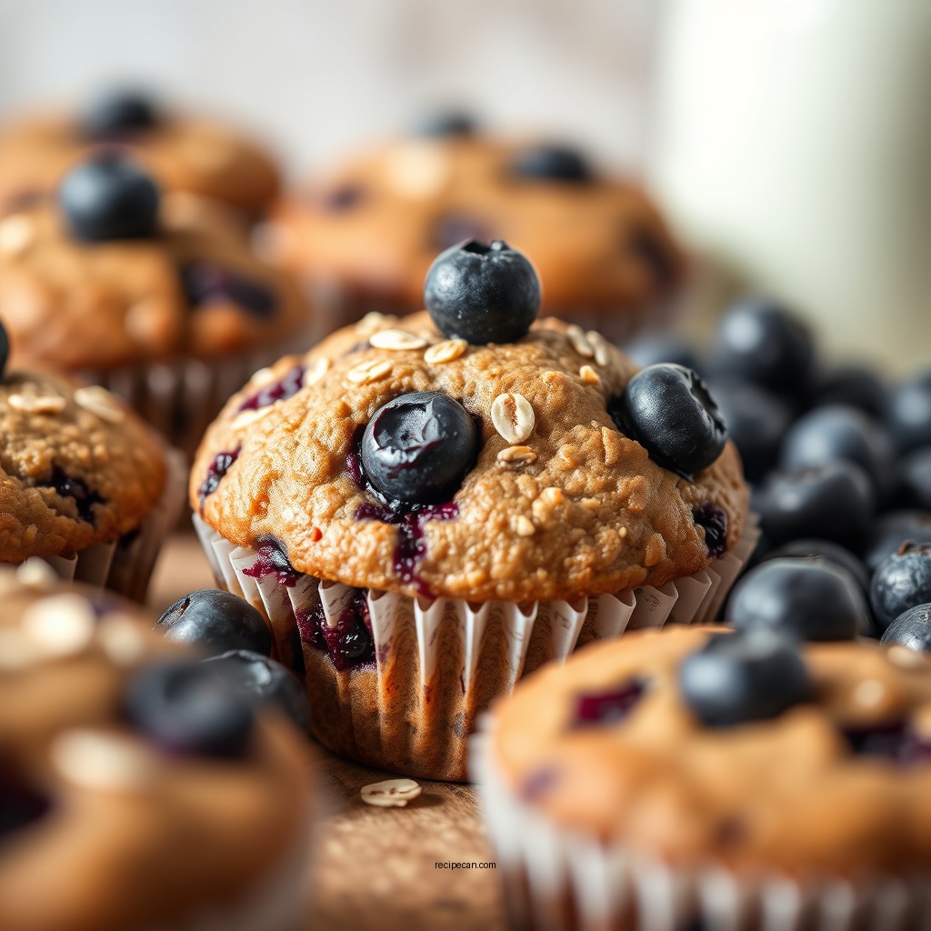 Blueberry Banana Oat Muffins - baking oats recipes