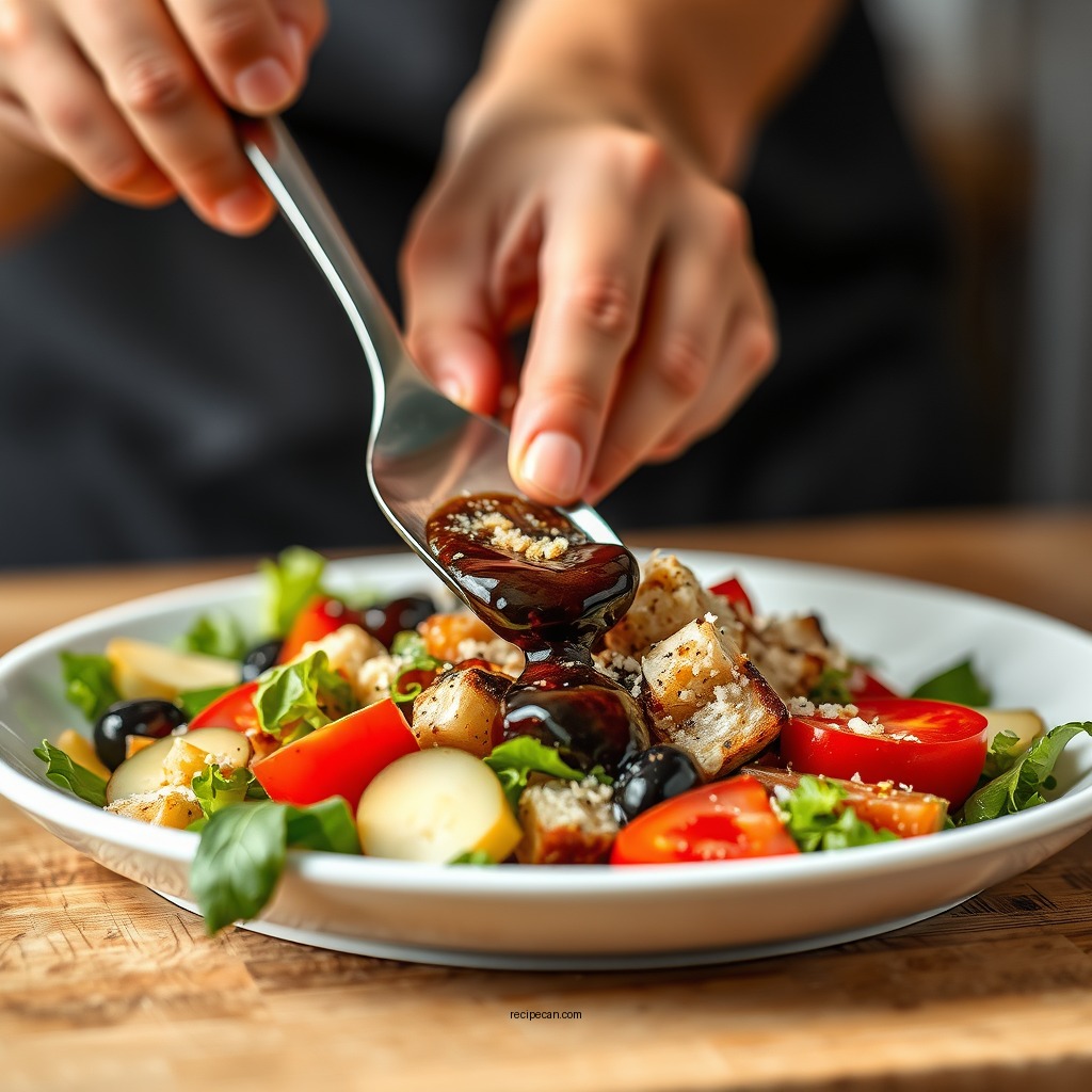 Assembling the Salad - balsamic mediterranean salad recipe