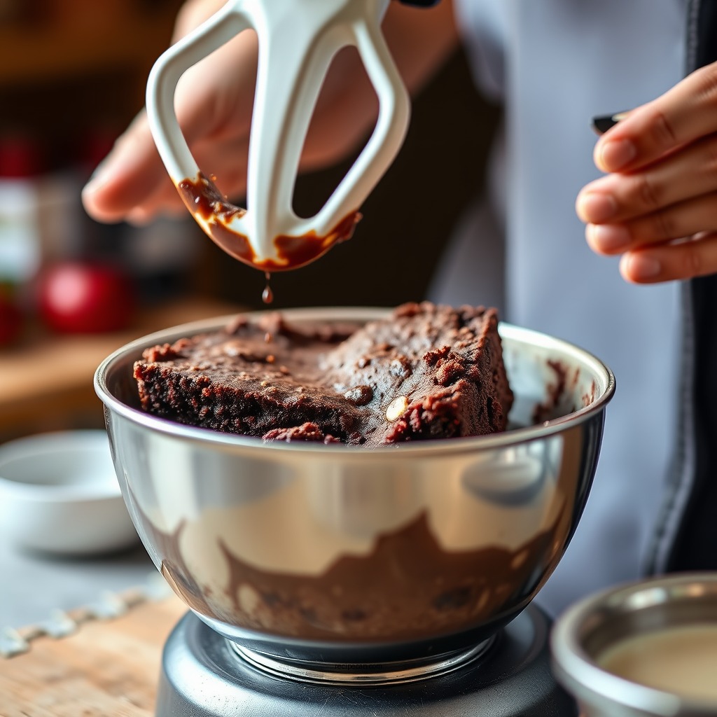 Mixing the Batter - banana bread brownies recipe