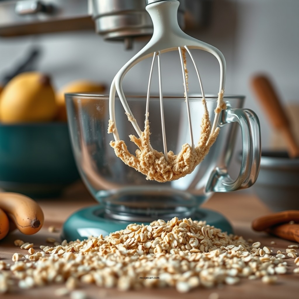 Mixing the Batter - banana bread recipe with oats