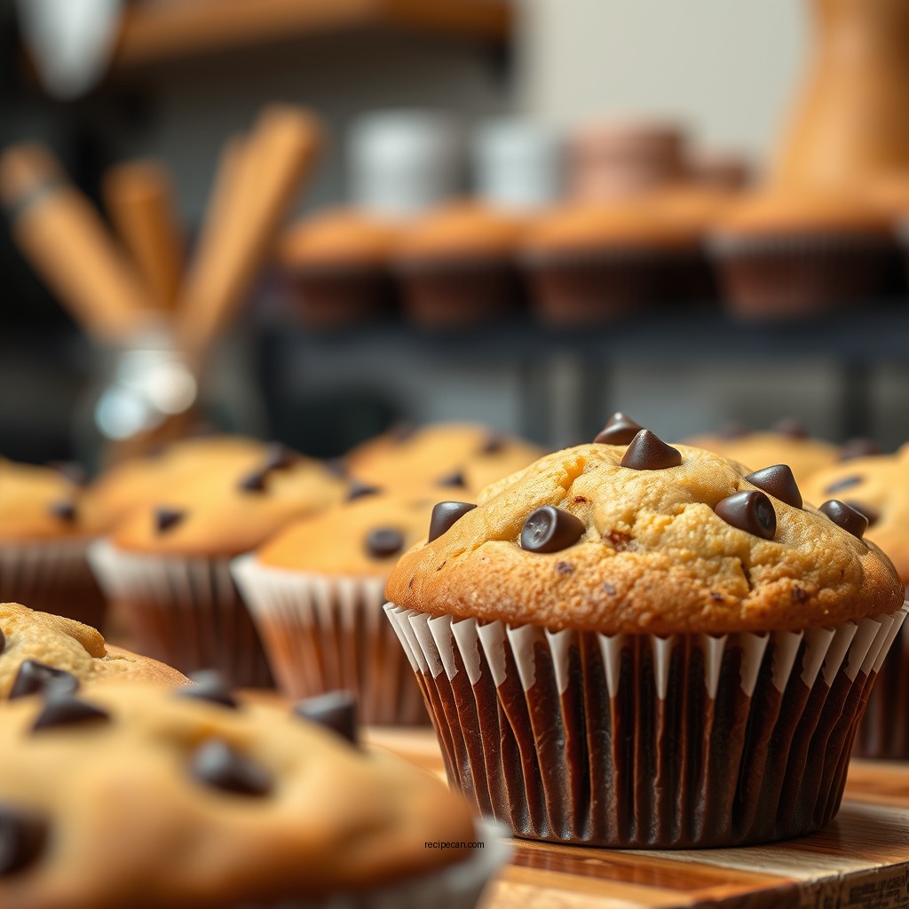 Baking the Muffins - banana chocolate chip muffin recipe