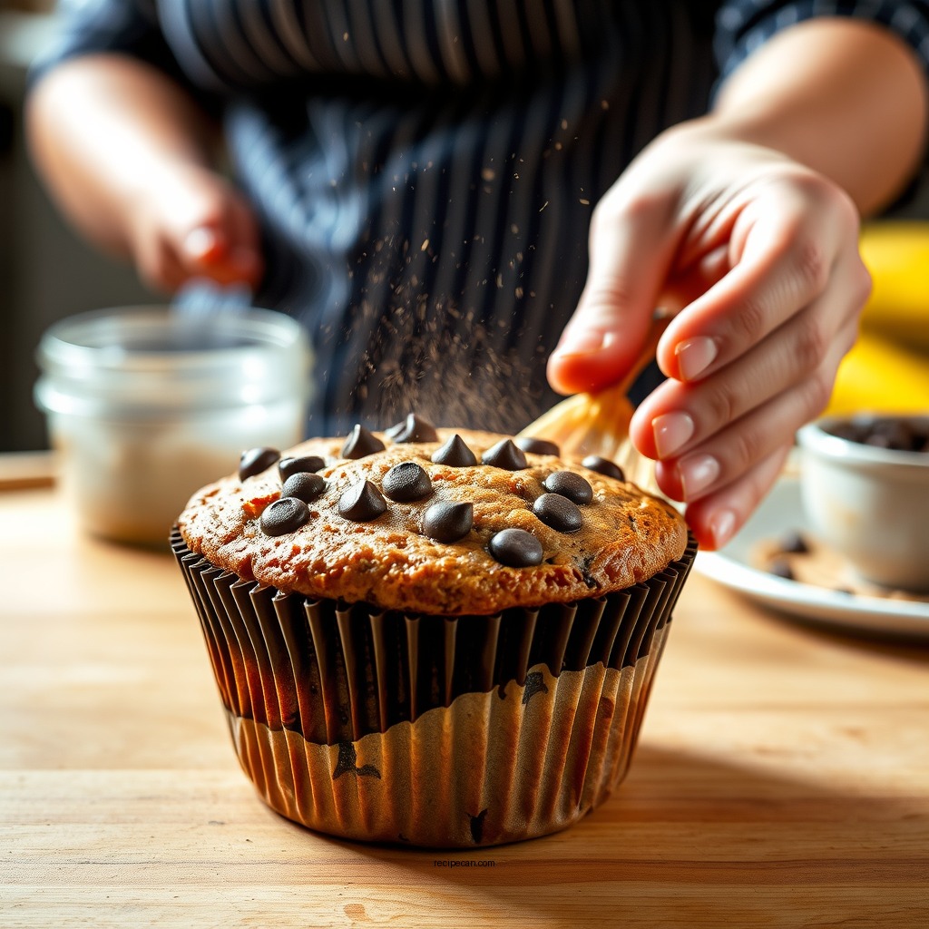 Preparing the Batter - banana chocolate chip muffin recipe