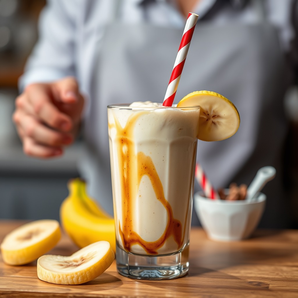 Blending the Milkshake - banana milkshake recipe no ice cream